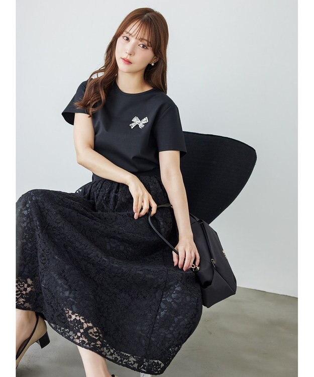 TOCCA 【美人百花掲載】BOW BIJOUX Tシャツ ブラック系