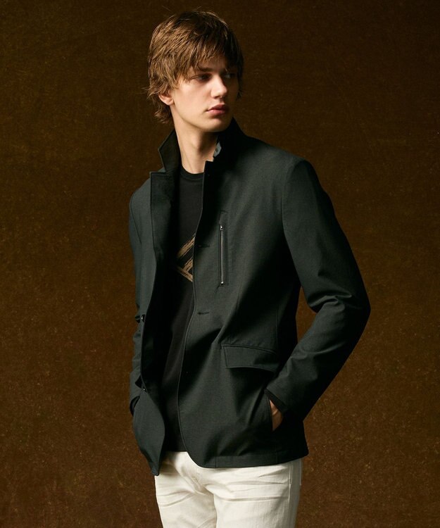 JOSEPH ABBOUD 【柔らかな肌触り】ソフトスムースダイヤロゴプリント Tシャツ ブラック系