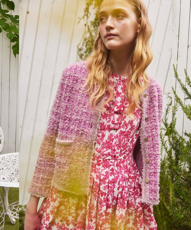 TOCCA 【洗える】THOUSAND WAVE ニットジャケット ピンク系