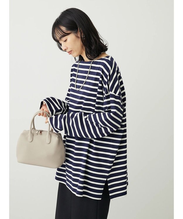 Green Parks ボーダーゆるチュニック Navy