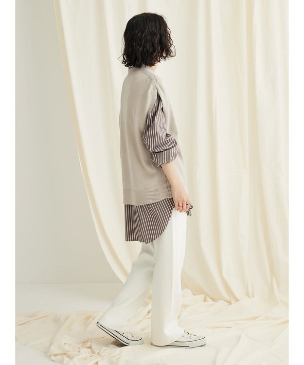 CRAFT STANDARD BOUTIQUE 洗える クルーネックニットベスト Gray Beige