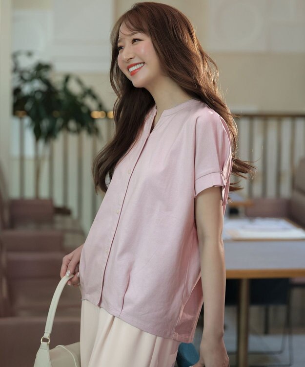 ANY SIS L 【美ライン大人T】裾タックゆる プルオーバー ピンク