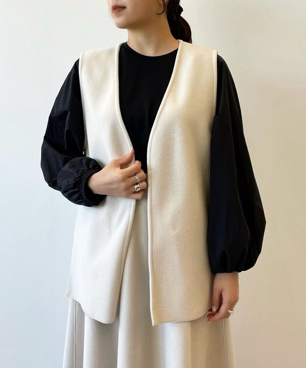 UNFILO 【セットアップ対応】ウールライク ジレ アイボリー系