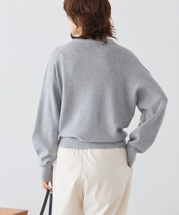 AMERICAN HOLIC バイパチ片畦衿付きニットプルオーバー Gray Mixture