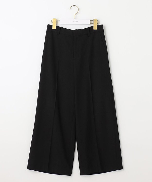 ANY SIS 【保温性あり/洗える】サーモ 2WAYストレッチ ワイドパンツ ブラック