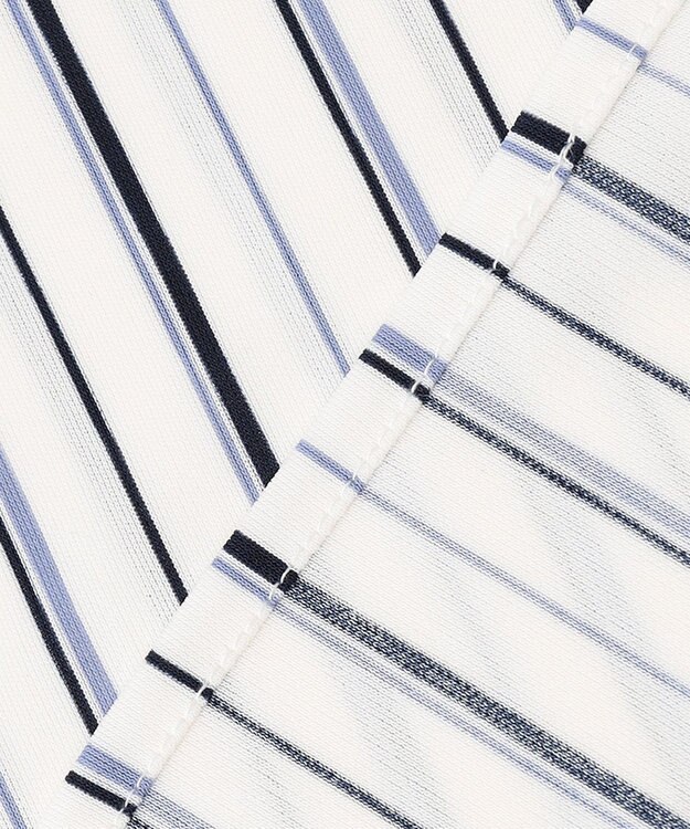 ANY SIS 【接触冷感・吸水速乾・UVケア】エアリードレープスムース 七分袖ブラウス オフストライプ