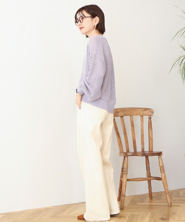 AMERICAN HOLIC 【先行予約】ジップアップメッシュニットカーディガン【WEB限定カラー有り】 Light Purple