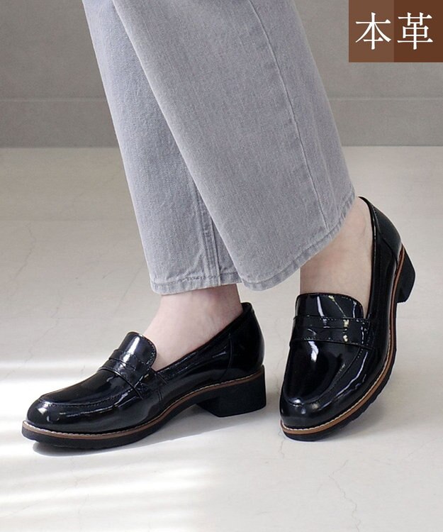 Pointer 本革軽量 定番ローファー ブラック(エナメル)