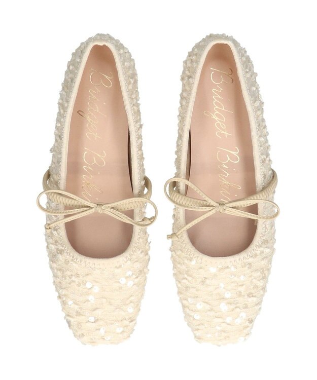 Bridget Birkin 【Bridget Birkin】ツイードスパンコールリボンパンプス アイボリー雑材