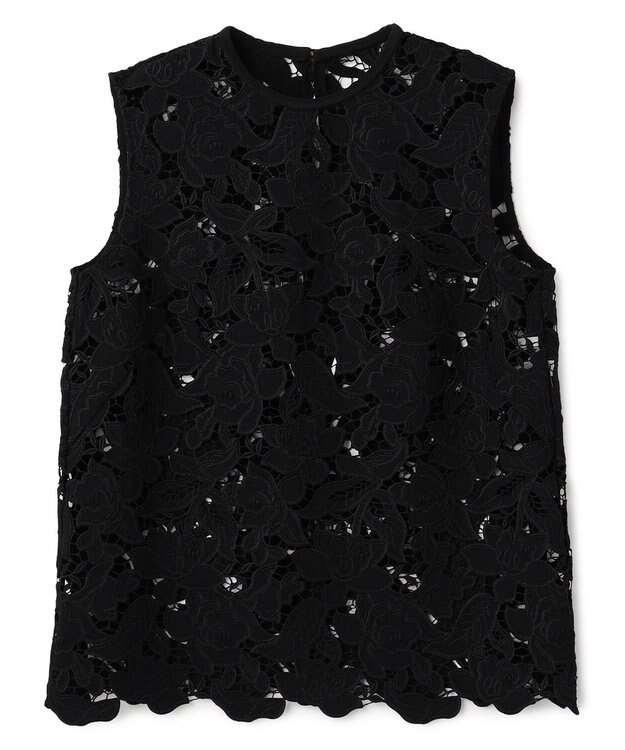 BEIGE， CITRINE / エンブロイダリーレースノースリーブブブラウス Black