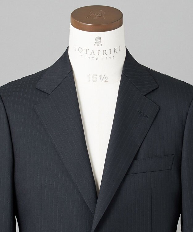 GOTAIRIKU シワになりにくい【御幸毛織/みゆきけおり】DRY SPINNER(ドライスピナー)スーツ（ダークグリーンストライプ） ダークグリーン系1