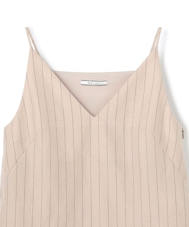 BEIGE， ERYTH / リネンストライプ キャミソール Flax × Bordeaux