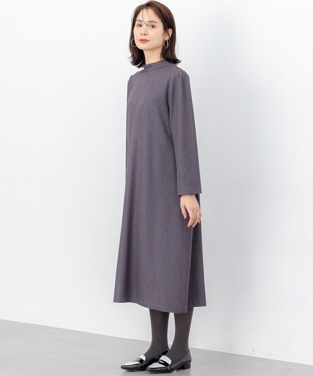 組曲 S 【前後着用可】ラメストライプボウタイ ワンピース グレー系1