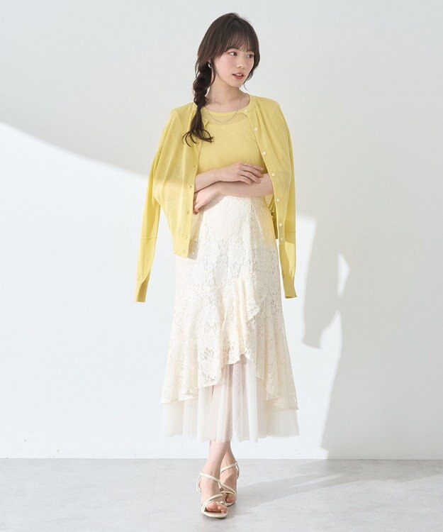 earth music&ecology ＳＥＴ２点シアーニットプルオーバー＋カーディガン Yellow