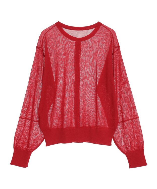 earth music&ecology ＳＥＴ２点シアーニットプルオーバー＋カーディガン Red