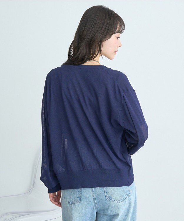 earth music&ecology ＳＥＴ２点シアーニットプルオーバー＋カーディガン Navy