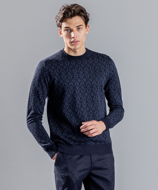 JOSEPH HOMME オーナメントジャガード　ニット ネイビー系5