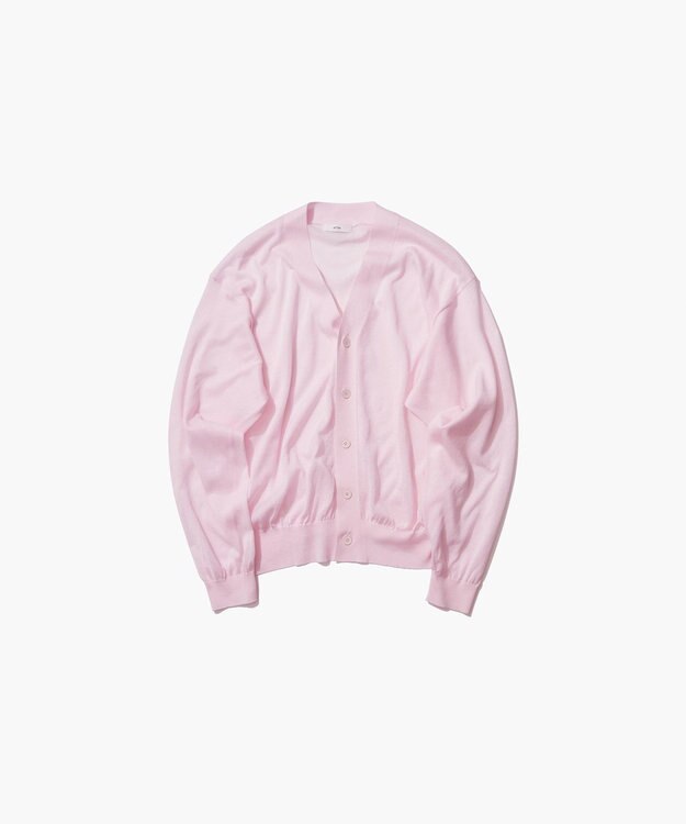 ATON COMPACT COTTON | Vネックニットカーディガン PINK