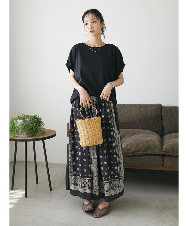 CRAFT STANDARD BOUTIQUE 【ＵＶカット】ギャザースリーブプルオーバー Black