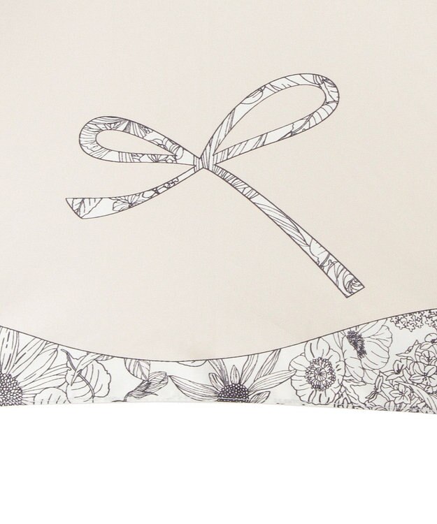 MOONBAT 【簡単開閉】ランバン オン ブルー (LANVIN en Bleu) リボン 花柄 折りたたみ傘 サテンプリント ベージュ