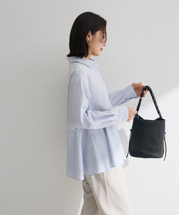 Green Parks スウィッチングペプラムシャツ Stripe