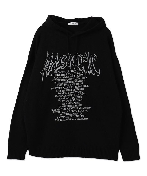 WEGO グラフィックプリントニットパーカー ブラック