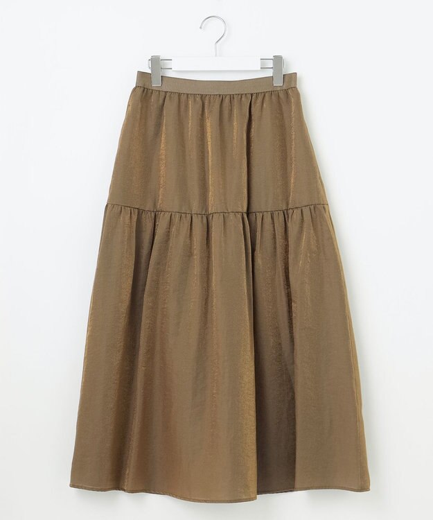 自由区 【洗える】ブライトシアーシャンブレー スカート ブロンズ