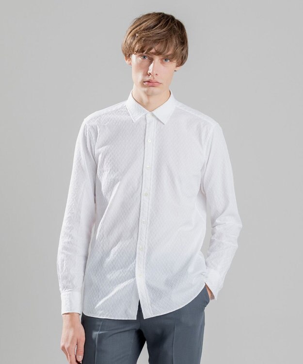 JOSEPH HOMME アロージャガードストレッチ　レギュラーカラーシャツ ホワイト系