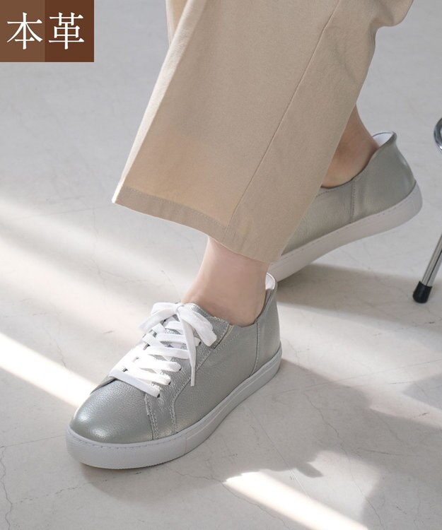 Pointer 本革スライドオンスニーカー シルバー