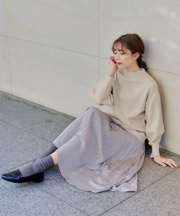 Tiaclasse 【洗える】モックネックジャガードニットプルオーバー アイボリー