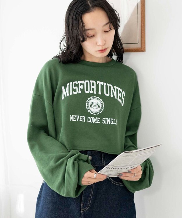 WEGO ヴィンテージライクショートスウェット グリーン