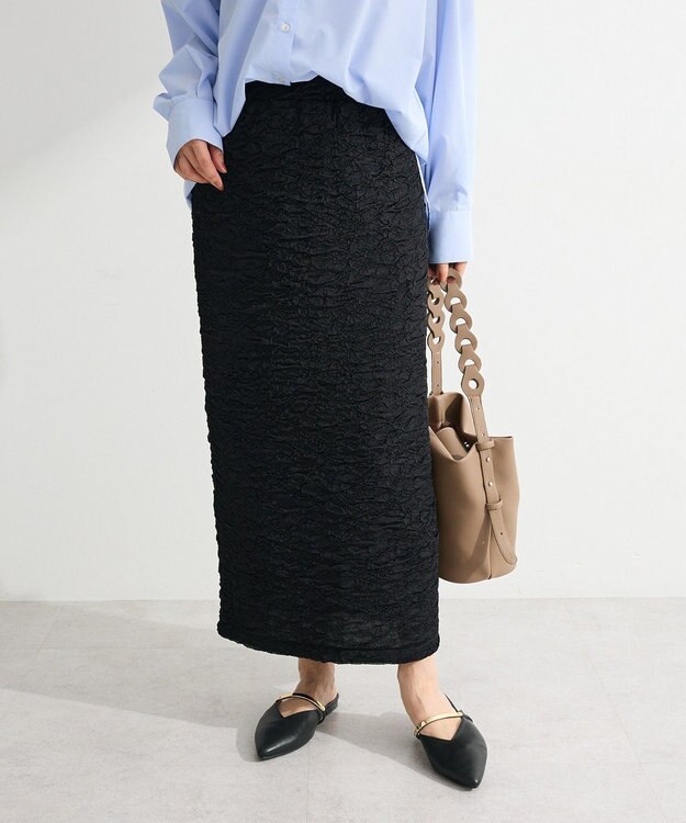 Green Parks 表面感ポコポコＩラインスカート Black