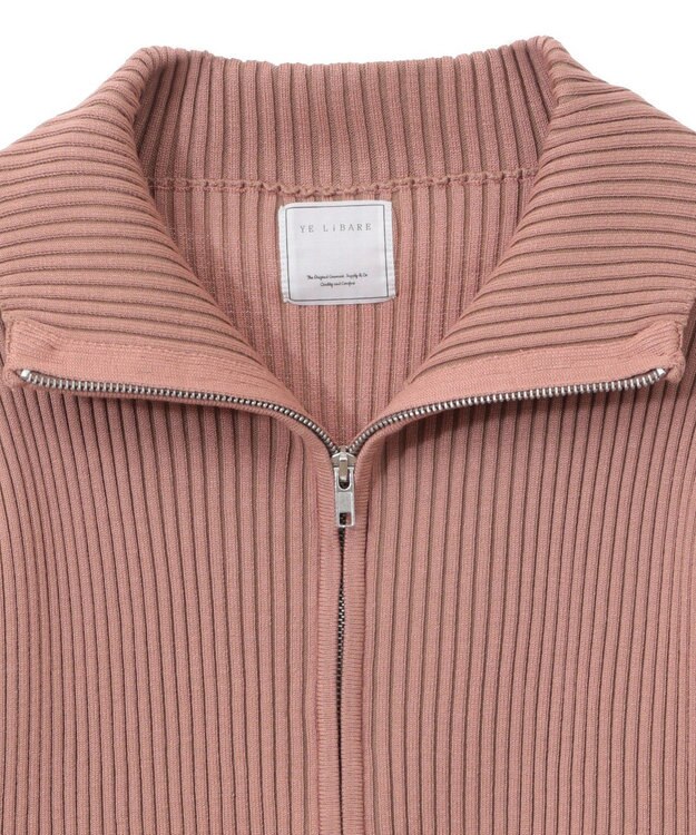 Green Parks 配色リブＺｉｐニットカーディガン Pink