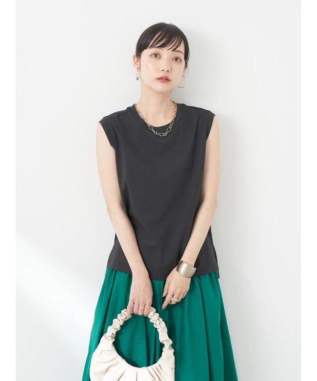 earth music&ecology ノースリーブカットソー（汗じみ防止） Black