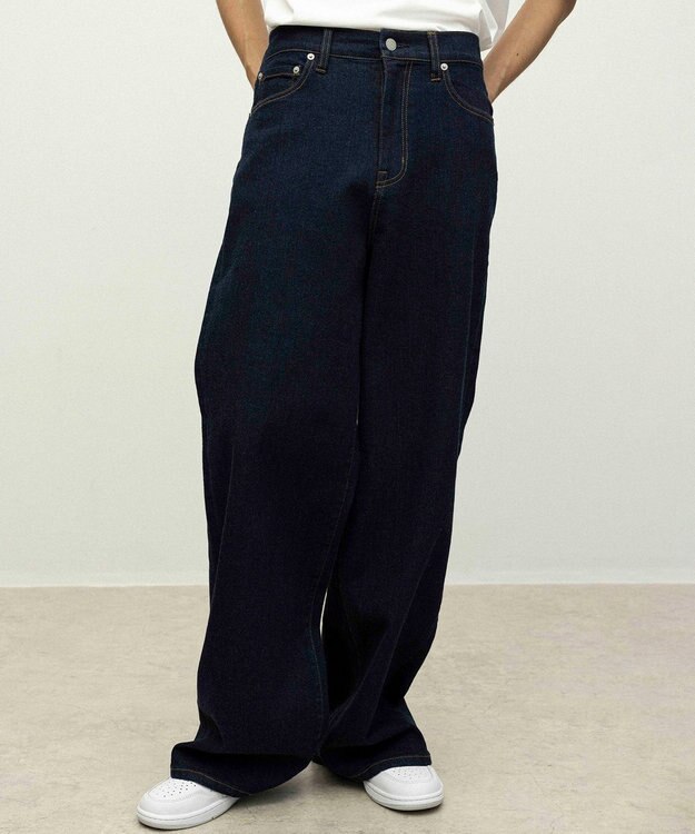 NAVE 【ReNAVE　洗える】ワイドストレッチデニム ネイビー系