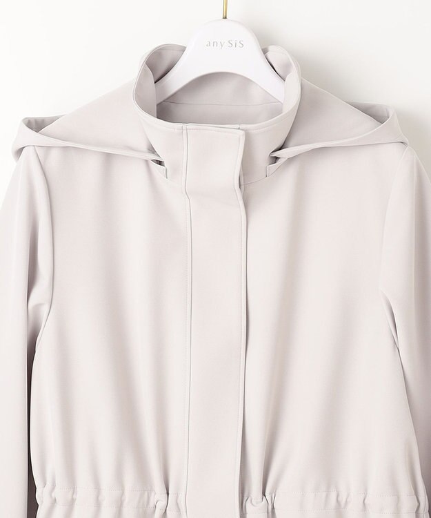 ANY SIS 【2WAY】フーデットロング アウター ライトグレー