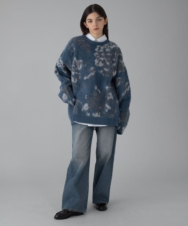 WEGO 【ユニセックス着用ITEM/MLサイズ展開】ファジーパターンプルオーバー ブルー