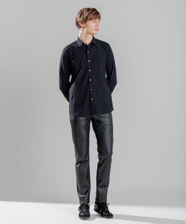 JOSEPH HOMME アロージャガードストレッチ　レギュラーカラーシャツ ブラック系