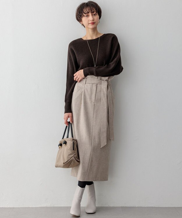 23区 L 【洗える】ラメウール ドルマンスリーブ ニット ダークブラウン系