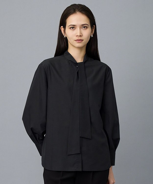 自由区 L 【カタログ掲載】ナチュラルタッチボウタイ ブラウス ブラック