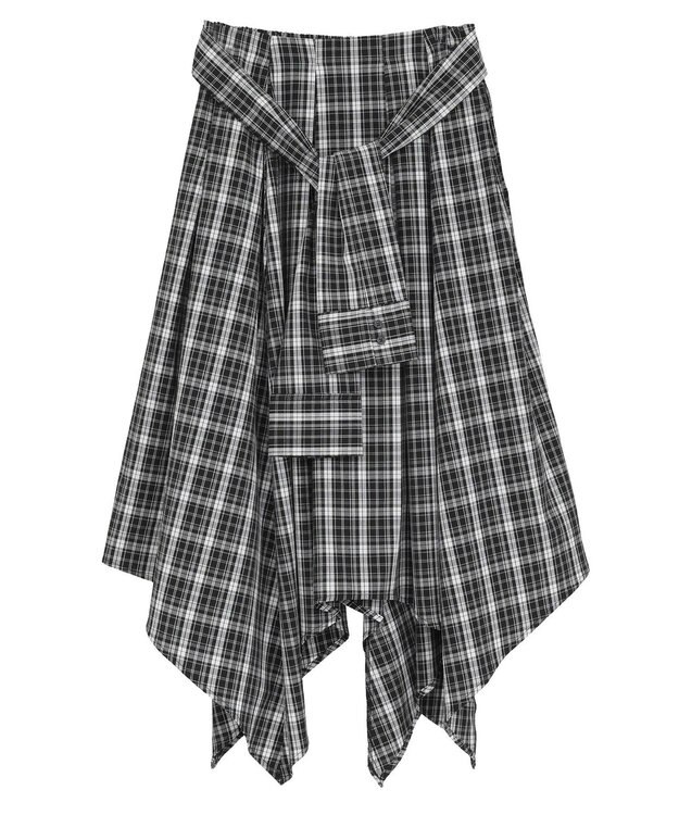 earth music&ecology イレヘムチェックシャツスカート Black