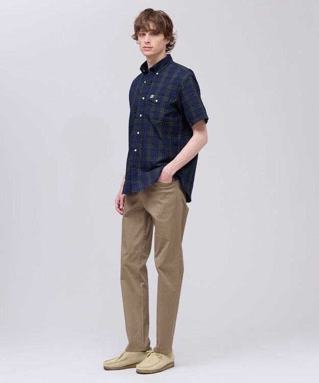 J.PRESS MEN 【Aero Weave】クールマックスサッカー チェック シャツ / B.D. ネイビー系3