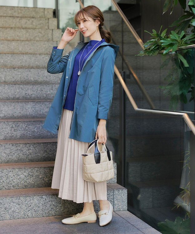 Tiaclasse 【洗える】モックネックジャガードニットプルオーバー ブルー