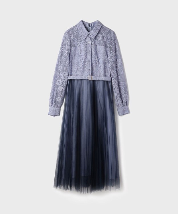 GRACE CONTINENTAL コードレースプリーツワンピース ブルー