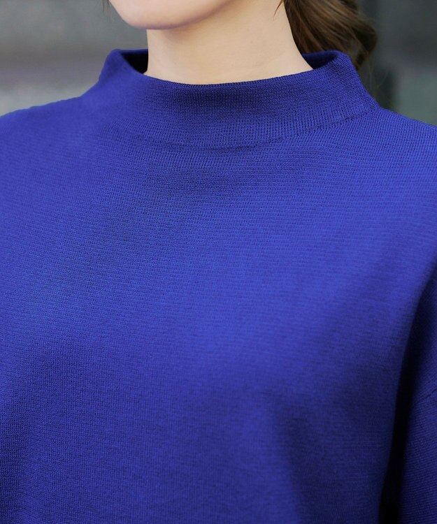 Tiaclasse 【洗える】モックネックジャガードニットプルオーバー ブルー