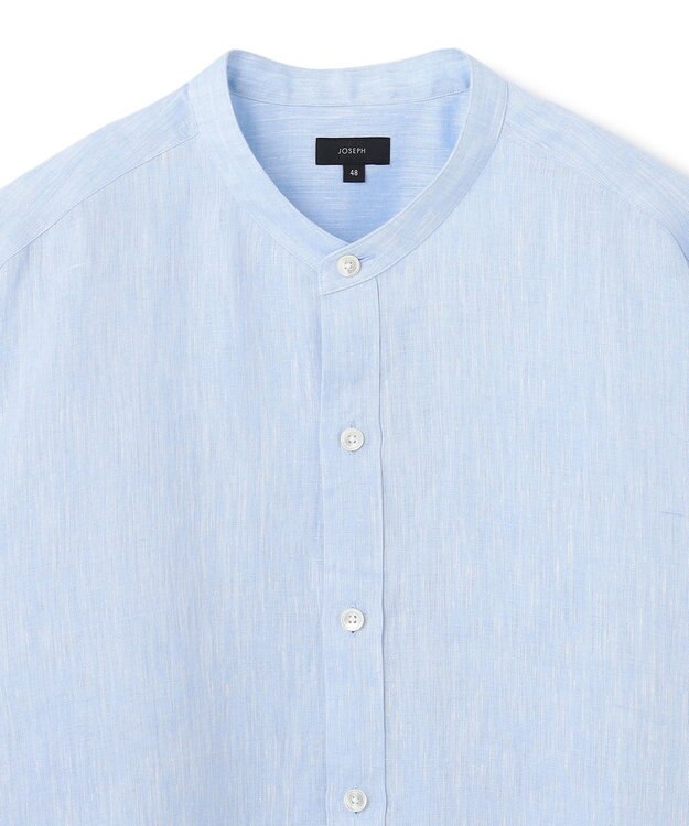 JOSEPH HOMME ノルマンディリネントロピカル　バンドカラーシャツ スカイブルー系