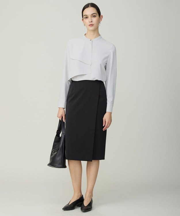 ICB ストレッチジョーゼット ラッフルディテール ブラウス トープ