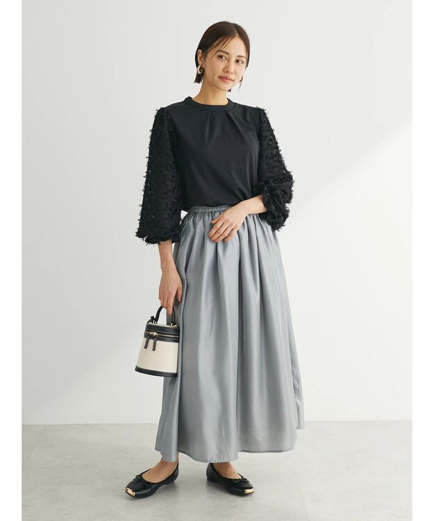 Green Parks 袖ジャガードドッキングプルオーバー Black