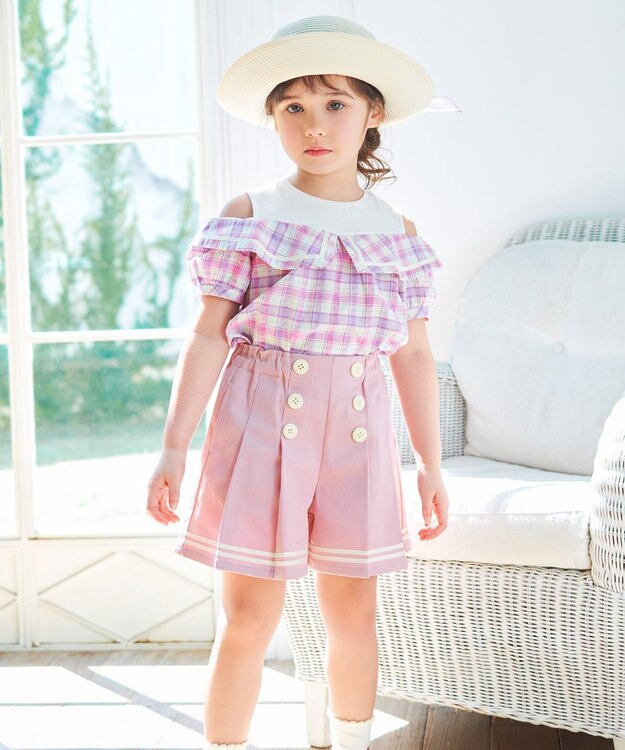 チェック オフショルダー ブラウス / ANY KIDS | ファッション通販