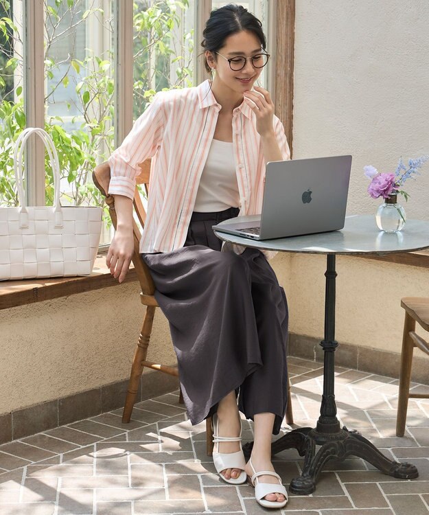 自由区 【セットアップ対応・接触冷感・UVケア・洗える】エアリーツイルキュロット パンツ バーント